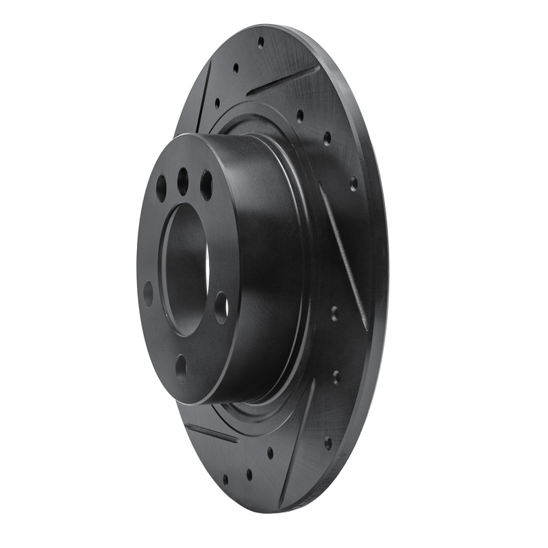 Mini Cooper Paceman Brake Rotor (1) - Rear Left - R1 Concepts - Drilled & Slotted - Black - `13-`16